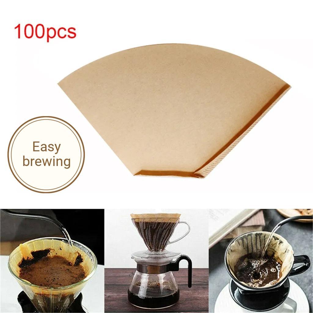 100 Pcs/Bag Wooden Original Hand Drip Paper Coffee Filter | Shopee ...