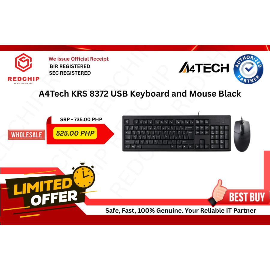 A4Tech KRS 8372 USB Keyboard and Mouse Black | Shopee Philippines