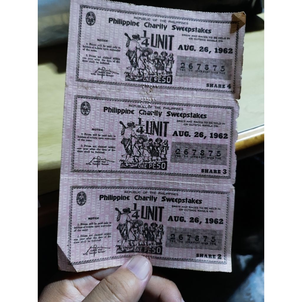 Vintage Preloved Paper Ephemera Local Sweepstakes 1962 (1pcs/200Php ...