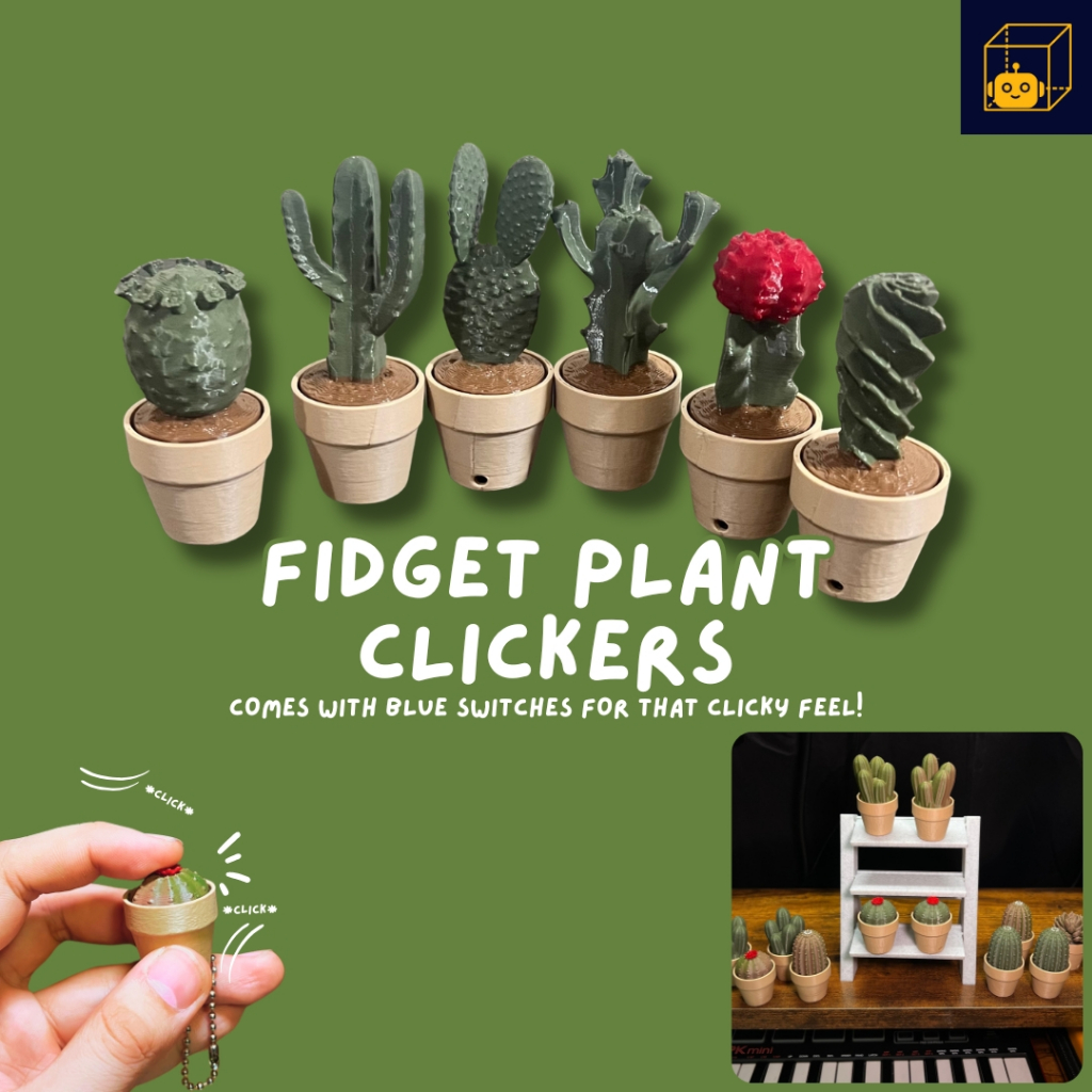 PixelBlock3D Fidget Plant Keychain Cactus Aesthetic Clicker Compression ...