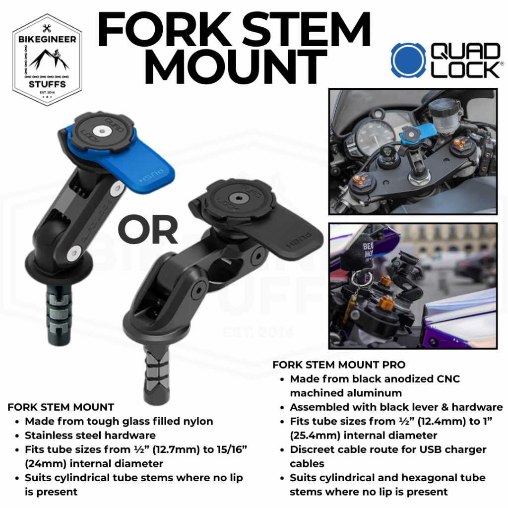 13.3-14.7mm Motorcycle Fork Stem Mount for Garmin Oregon series (sku 34606)