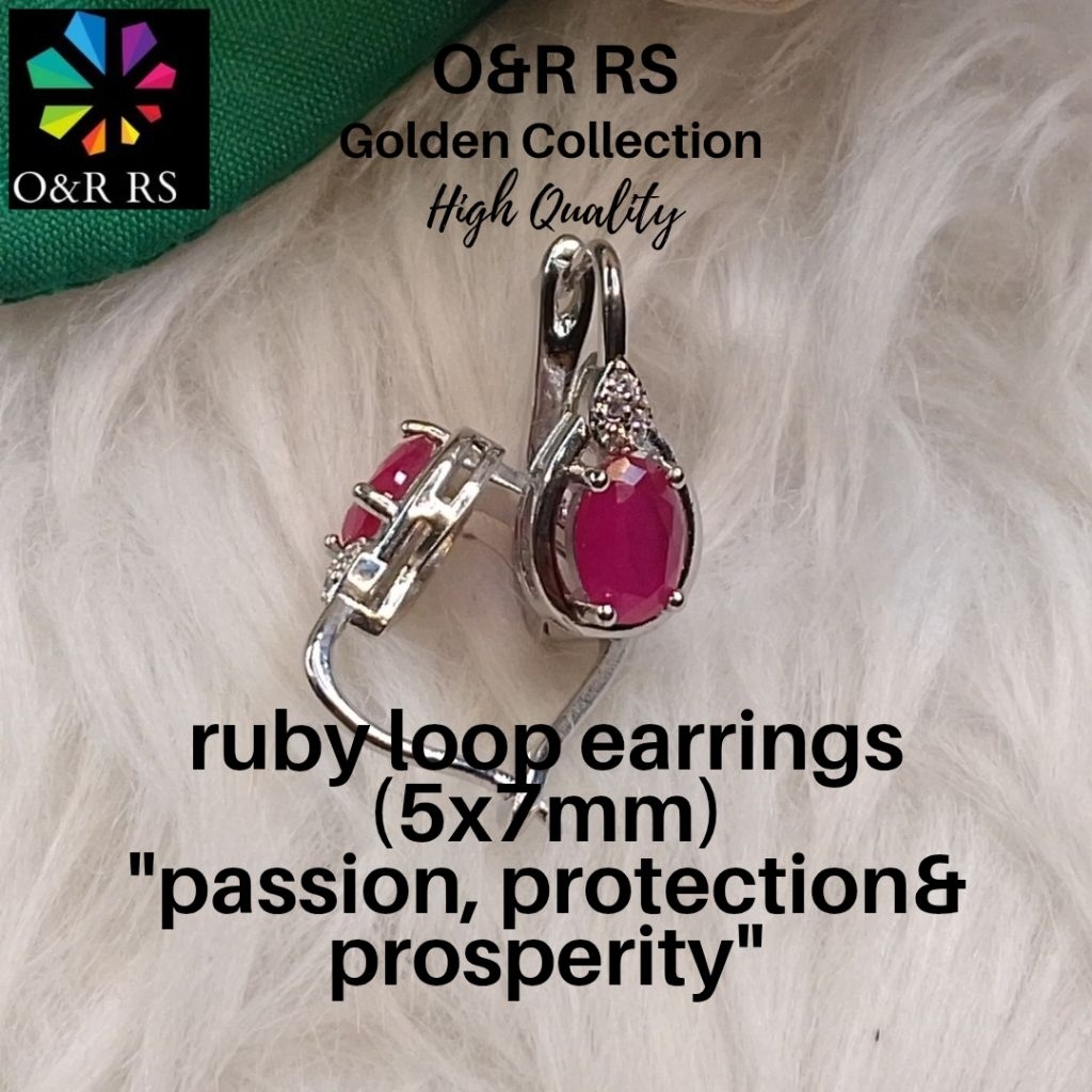 O&R RS natural ruby loop earrings(5x7mm) | Shopee Philippines