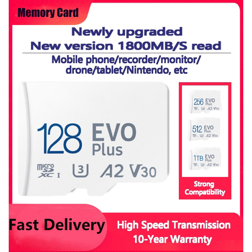 Memory Card Class 10 WhiteMicro SD Card EVO PLUS 128GB 256GB 512GB 1TB ...