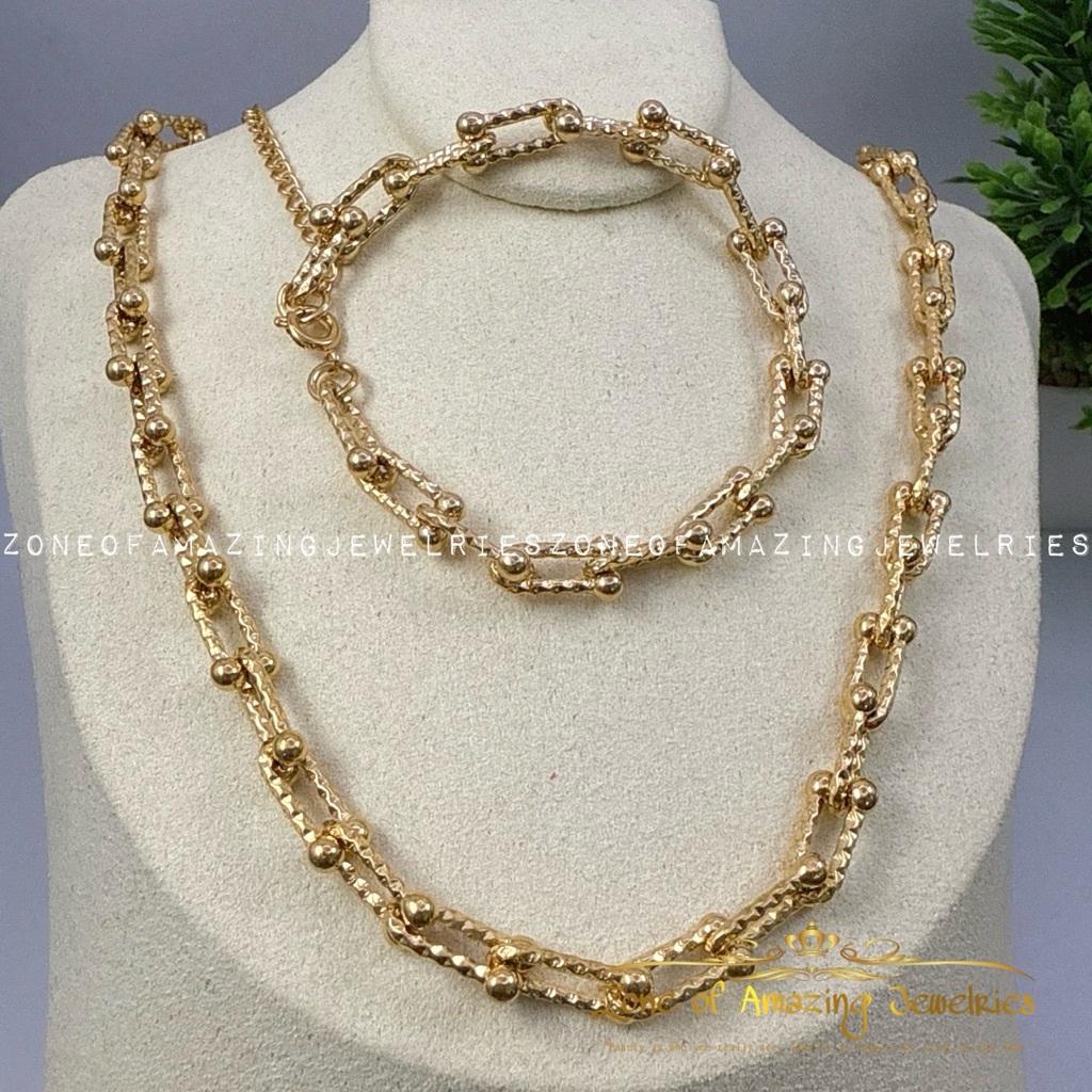 zoaj.ph Diamond Cut Hard Link Wear Necklace and Bracelet Stainless Gold ...