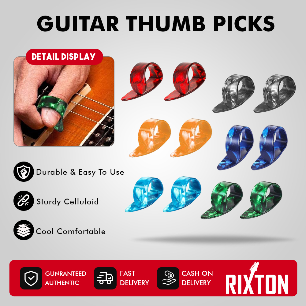 RIXTON Guitar Finger Pick and Thumb Pick Random Colors for Acoustic