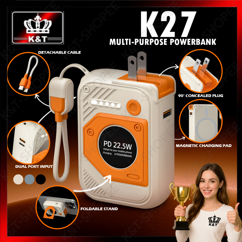 K27 Multi-purpose Power Bank Quick Charge 20000mAh 22.5w Wireless ...