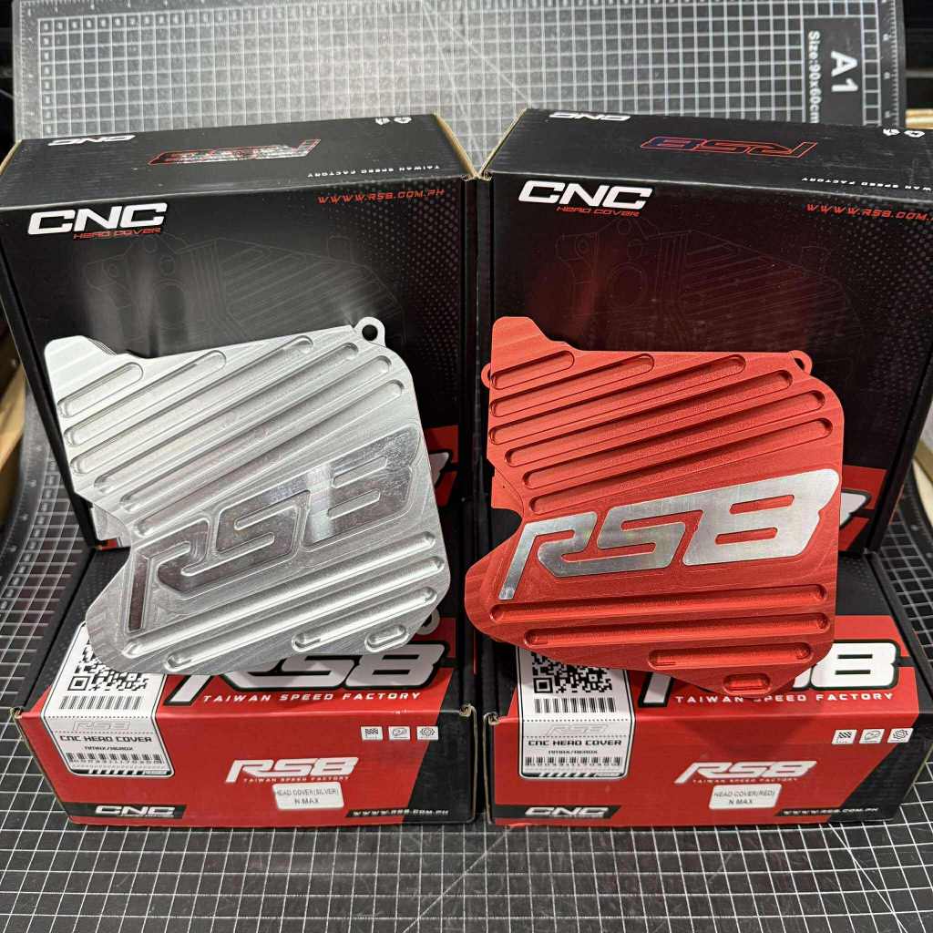 RS8 CNC HEAD COVER RED/SILVER NMAX/AEROX | Shopee Philippines