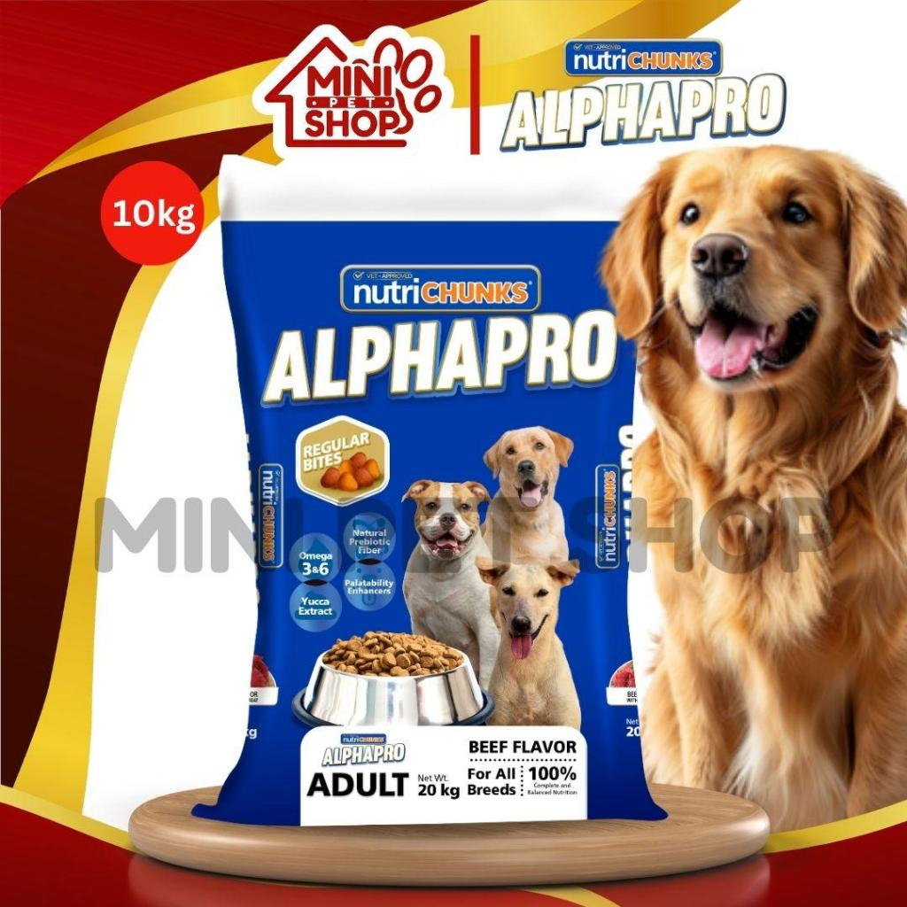 10kg Nutri Chunks Alpha Pro Regular Bites Adult Dog Dogs Dry Food Beef ...