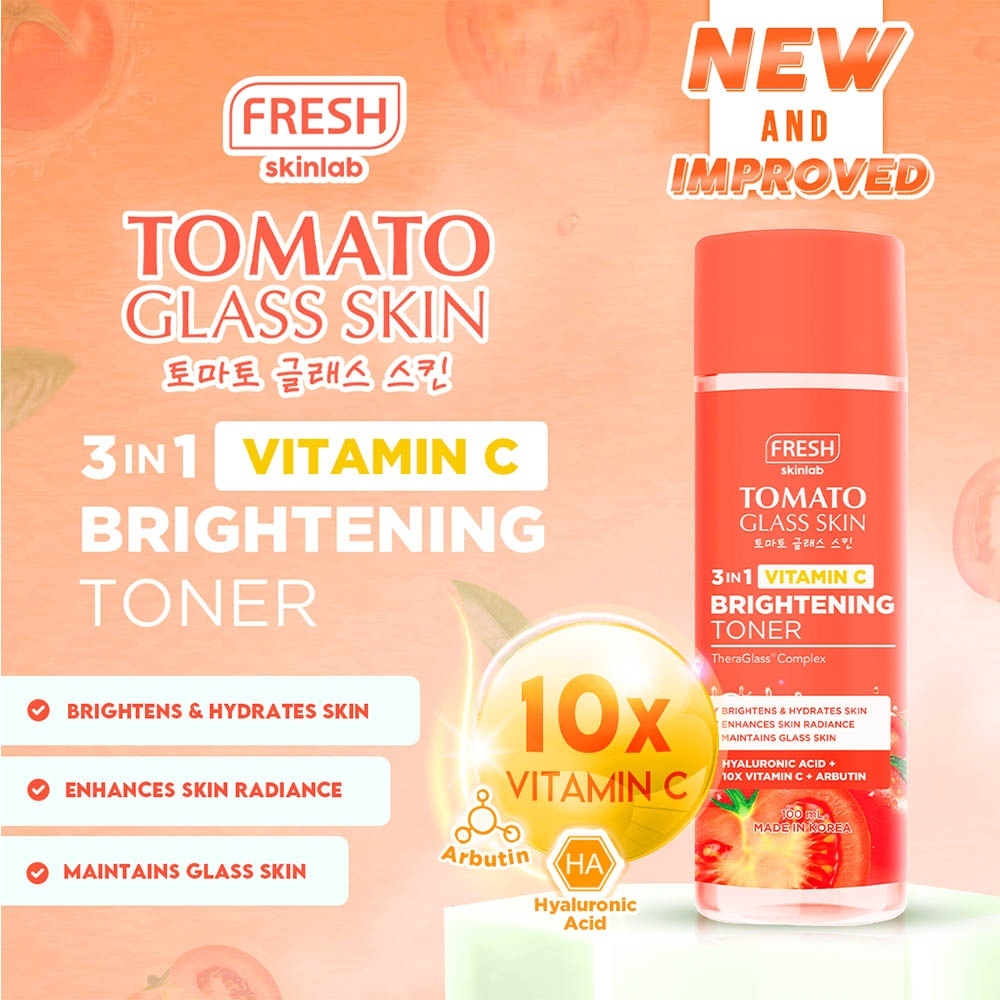 Fresh Skinlab Tomato Glass Skin 3 in 1 Vitamin C Brightening Toner ...
