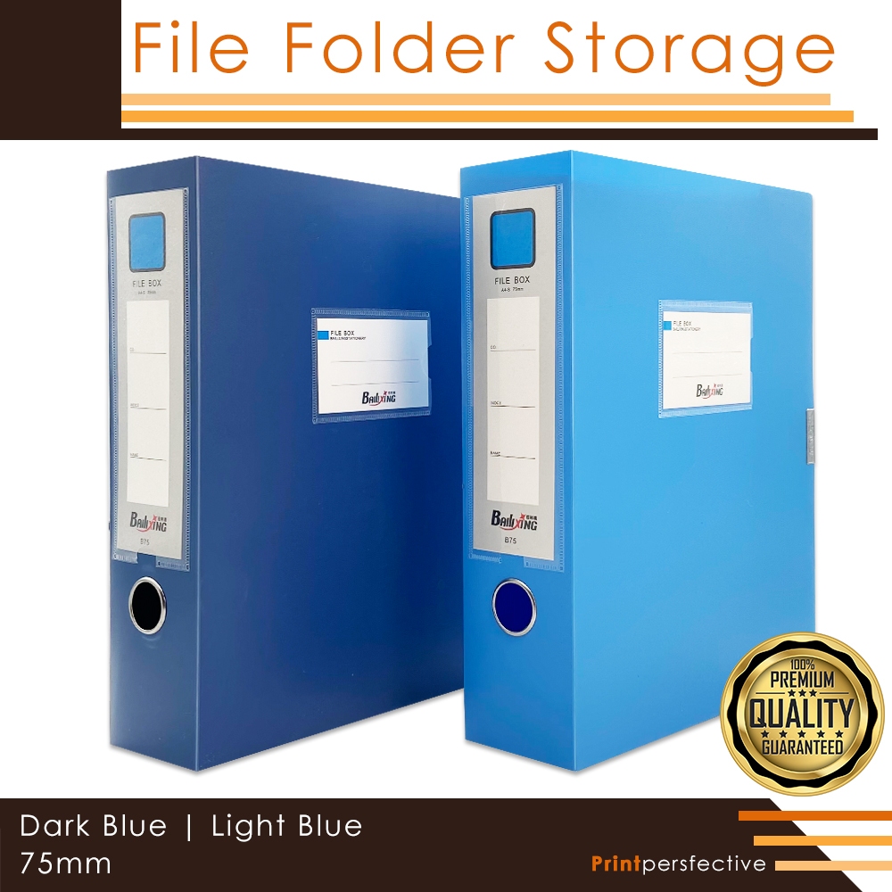 Document Box File Folder Paper Storage Box A4 Size Light Blue/Dark Blue ...