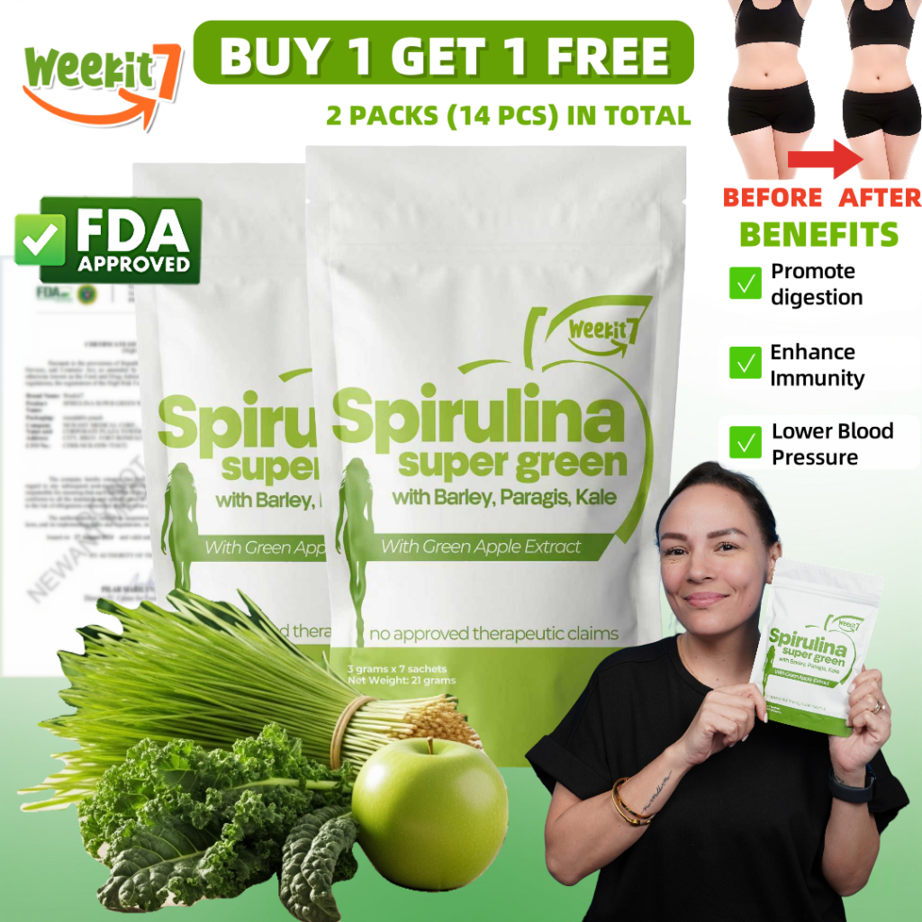 【BUY 1 GET 1 FREE】FDA approved Weekit7 Spirulina Super Green Organic ...