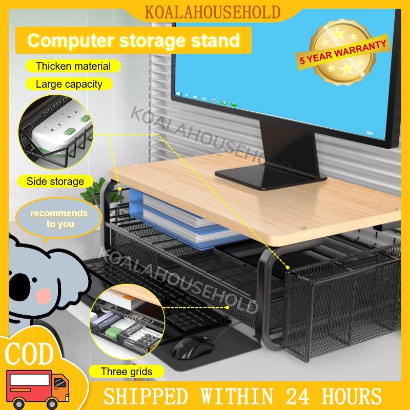 3 Tier Computer rack stand heavy duty with drawer large capacity ...