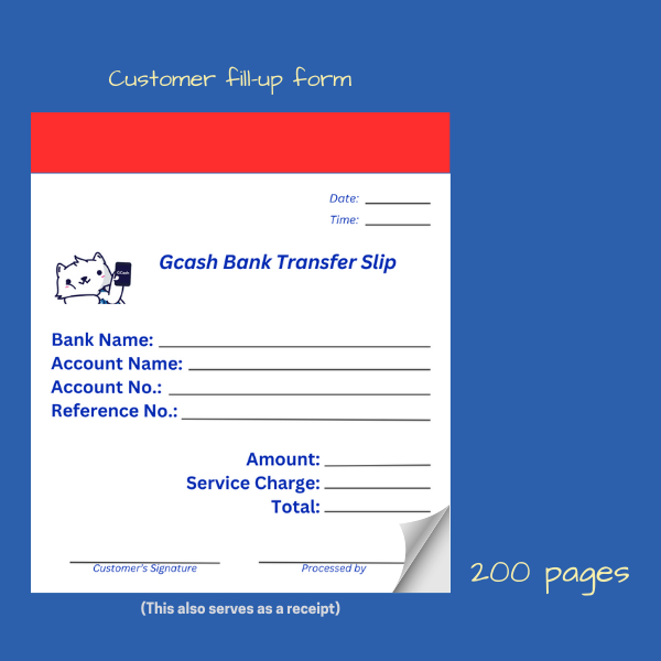 200pages Gcash Bank Transfer Transaction Slip | customer fill-up form ...