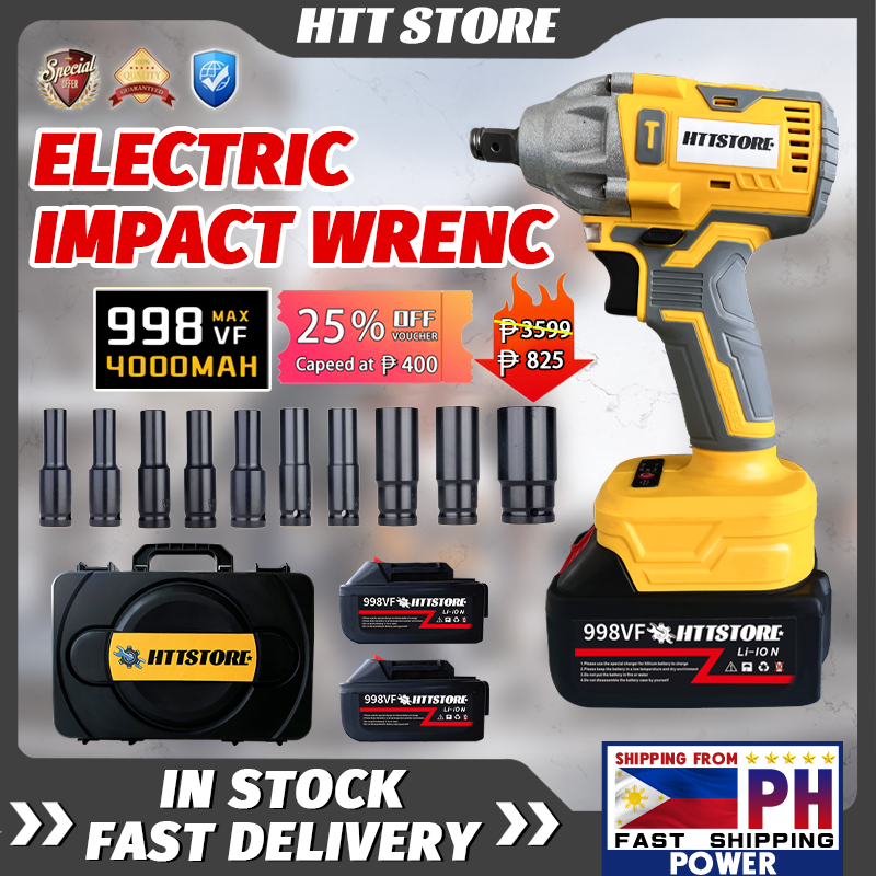 HTT Impact Wrench Electric Cordless Ratchet Driver With Batteries
