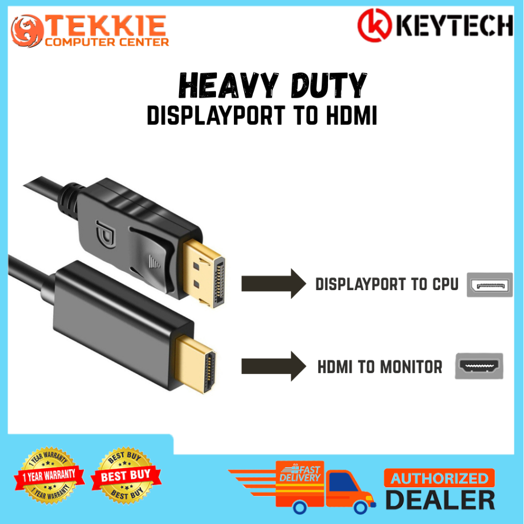 KEYTECH HEAVY DUTY DISPLAYPORT TO HDMI CABLE/CONVERTER | Shopee Philippines
