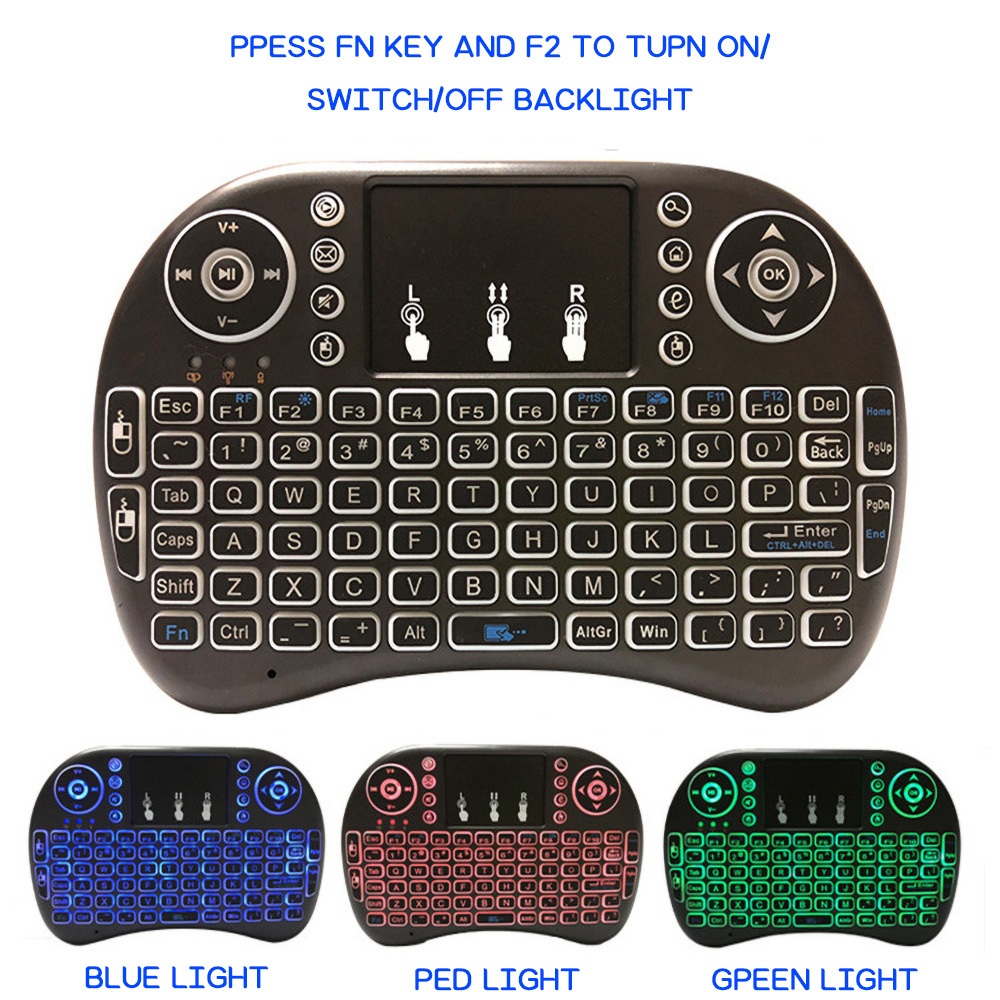 I8 Mini Wireless Keyboard 2.4GHz Three-Color Backlit with Touchpad ...