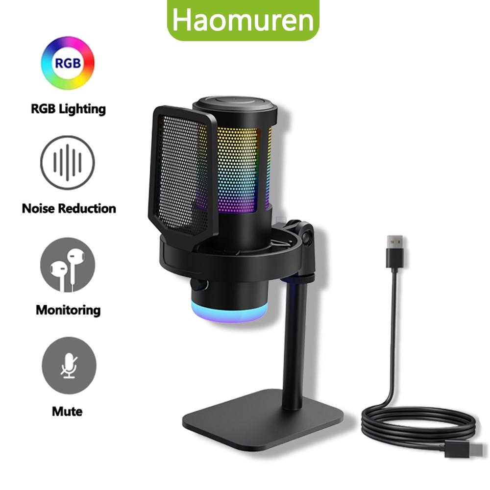 Haomuren X6 RGB USB Microphone Gaming Microphone and Streaming ...