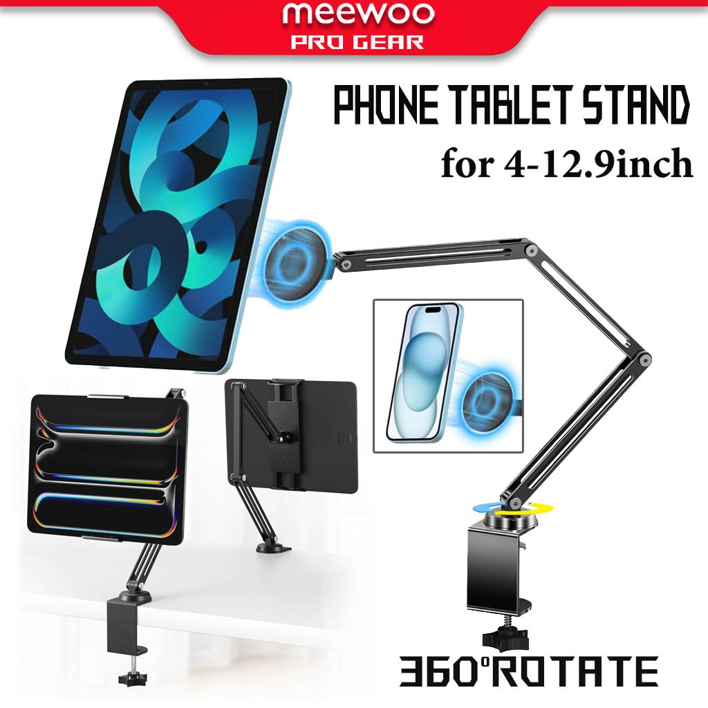 Meewoo Tablet Stand for IPad Stand 360 Rotating Long Arm Adjustable ...