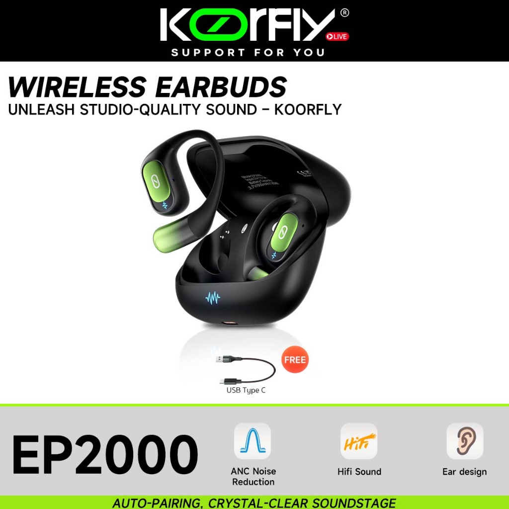 Koorfly EP2000 TWS Earbuds With ENC Noise Cancelling Mic IPX7