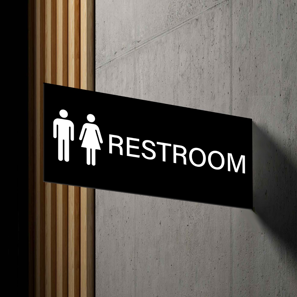 LE Acrylic Sign Restroom Side Mount Ear Signage 5.3 x 12 in (3mm ...