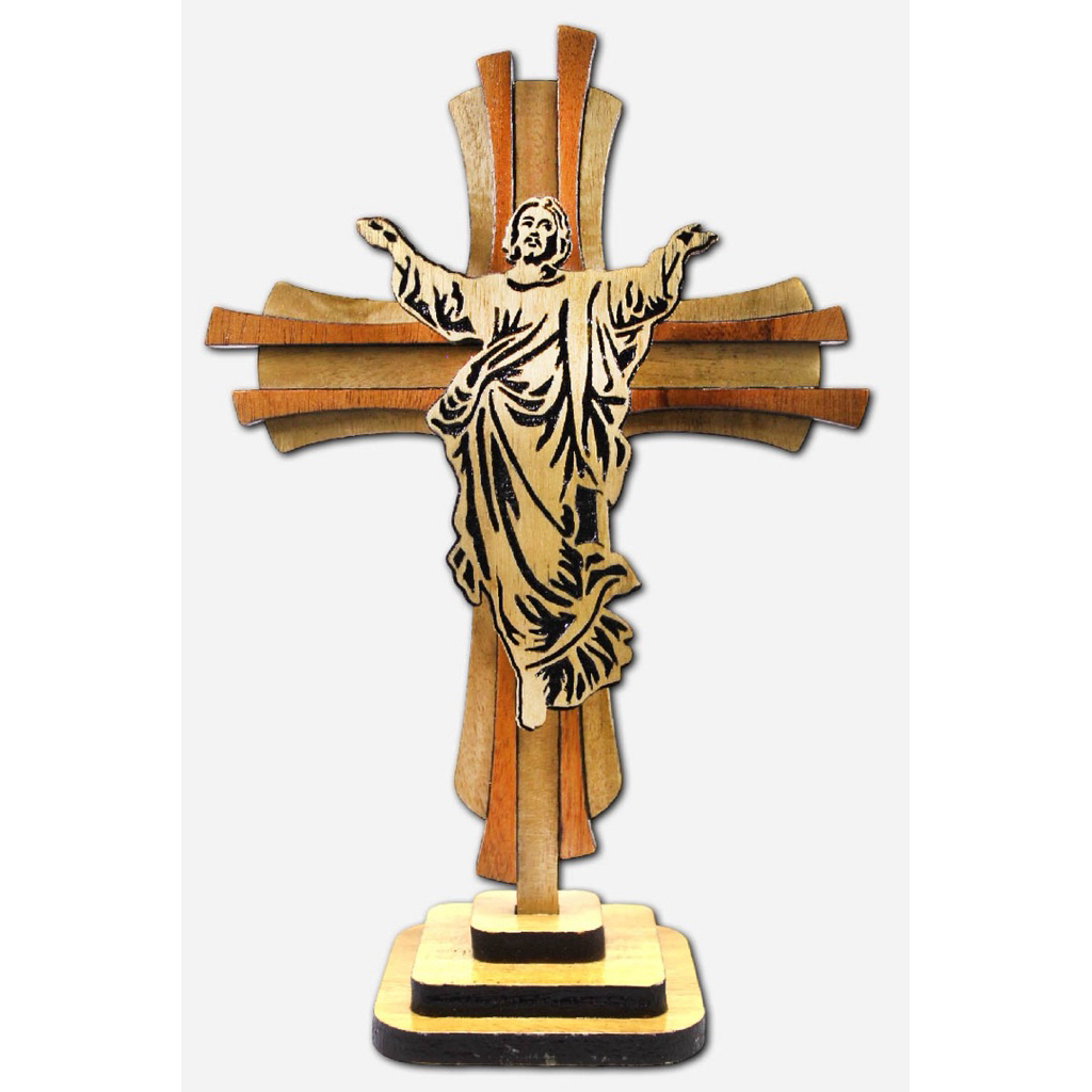 WOOD CROSS WITH RISEN CHRIST - ENGRAVED 10 INCHES. | Shopee Philippines