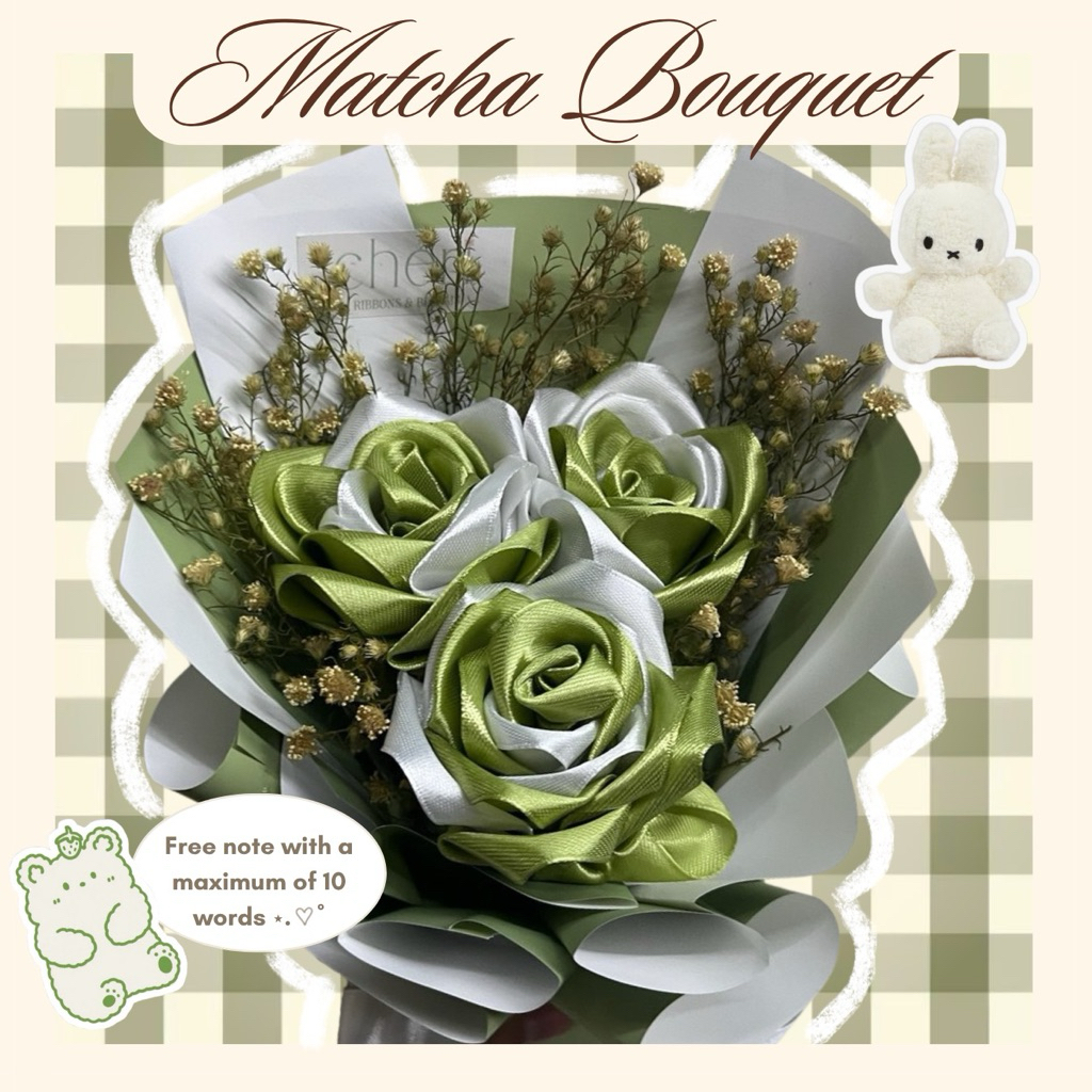 Matcha Bouquet by Chèri | Satin Ribbon Bouquet | Gift Bouquet ...