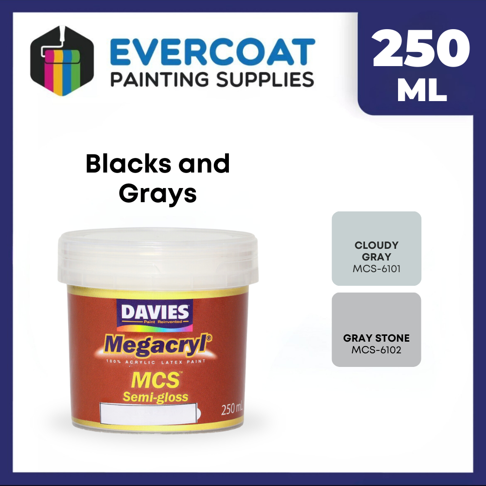 Davies Color Pods Megacryl Semi-Gloss Sample Size 250ml (Blacks & Grays ...