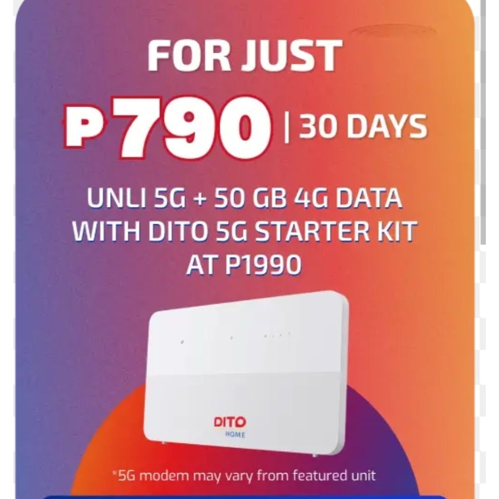 DITO WIFI 5G HOME PREPAID WIFI 790 MONTLY UNLI 5G | Shopee Philippines