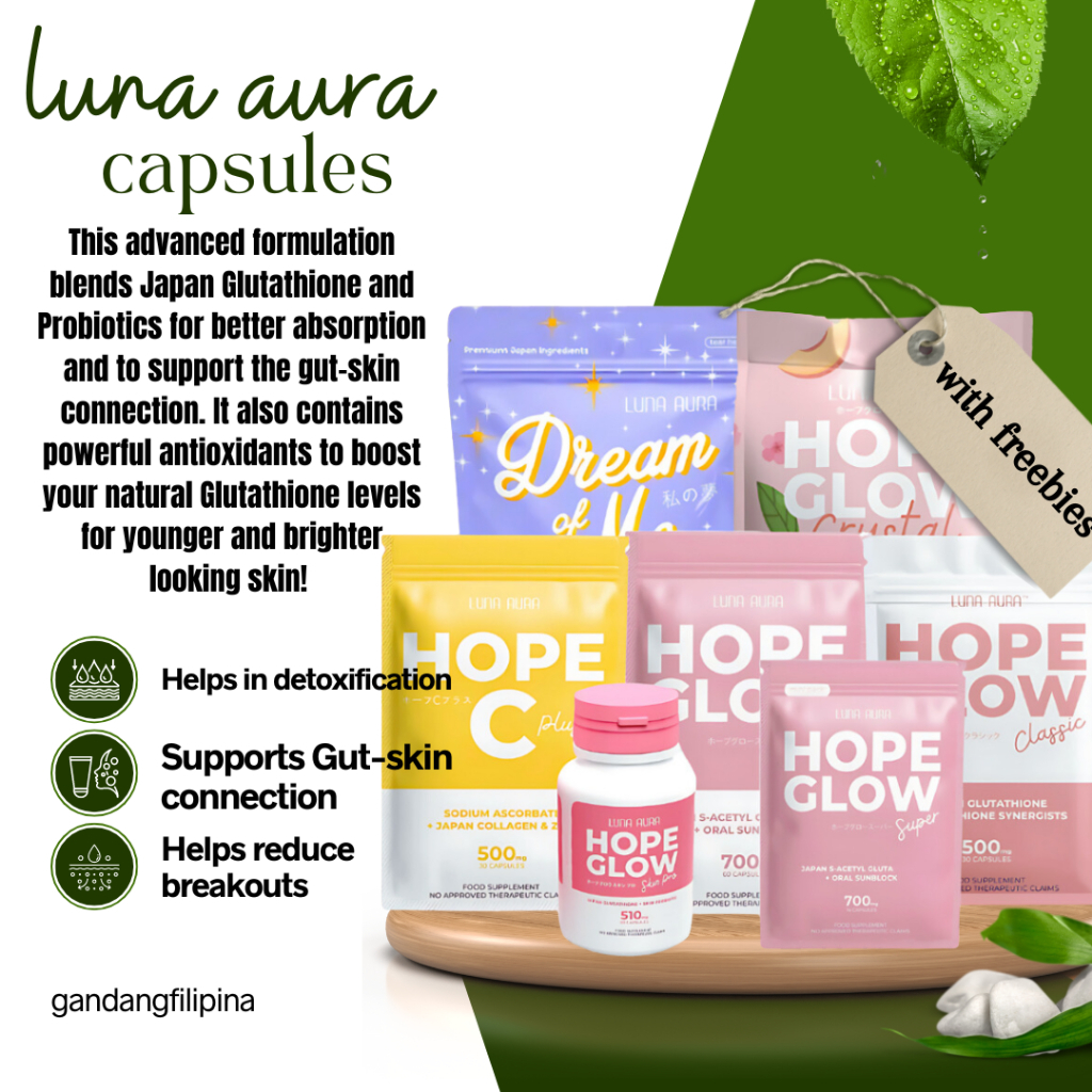 HOPE GLOW by Luna Aura Glutathione Capsule FDA Approved 30 Capsules GLUTATHIONE  CAPSULE