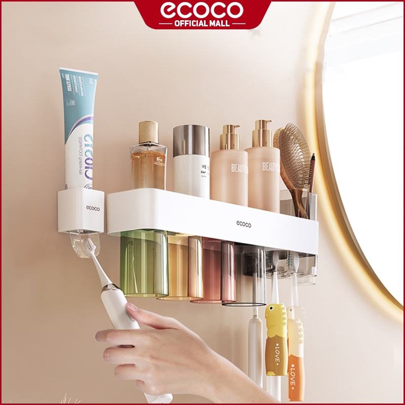 Ecoco Toothbrush Holder Wall Mounted with Magnetic Cups Bathroom ...
