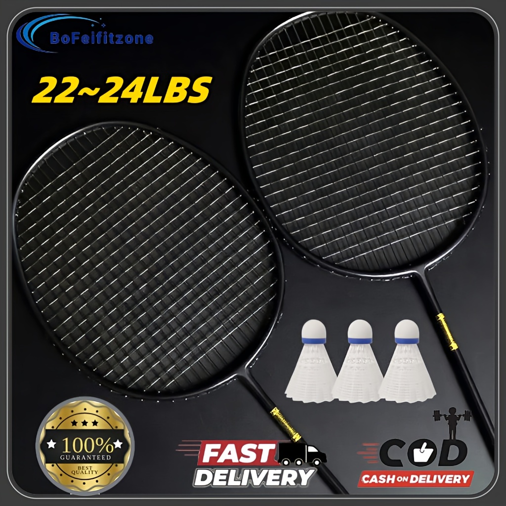 【Free Racket Bag】Carbon Badminton Racket 24LB Badminton Match Training ...