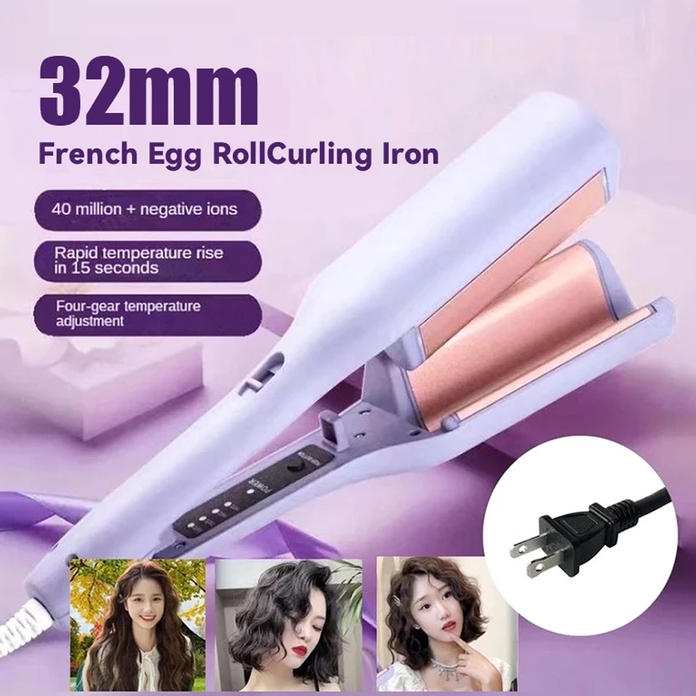 Egg-shaped Hair Curling Wand 32mm Mermaid Curler For Hair V-shaped Big ...