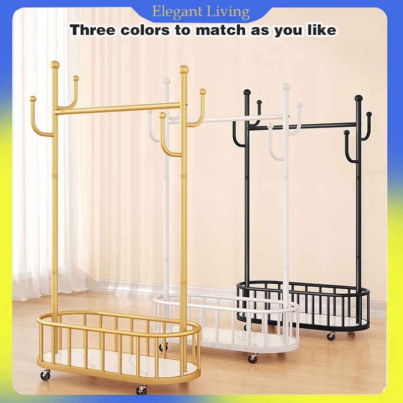 Movable Clothes Rack With Wheels Bedroom Floor Hanger Nordic Luxury ...