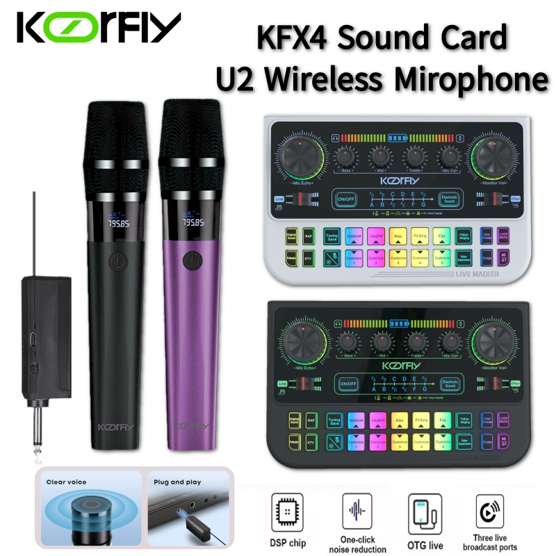 KOORFLY KFX4 Live Sound Card With Noise Reduction Background Sound ...