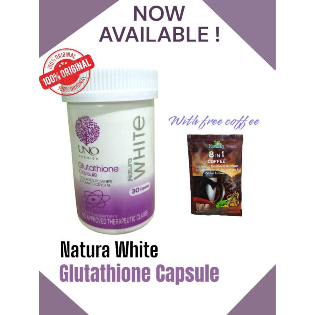 UNO NATURA WHITE GLUTHATIONE CAPSULES 800MG ORIGINAL SAFE AND EFFECTIVE |  Shopee Philippines