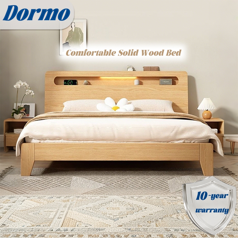Dormo Solid wood Bed frame Single/Queen/King Home Bed frame Bedroom ...