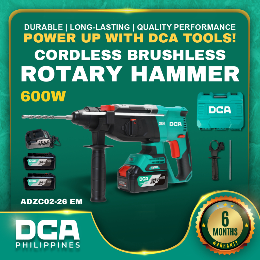 DCA ADZC02-26 Cordless Brushless Rotary Hammer 600W | Powerful Tool ...
