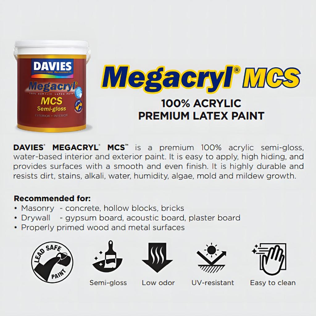 Davies Megacryl Semi-Gloss 100% Acrylic Latex Paint Interior/Exterior ...