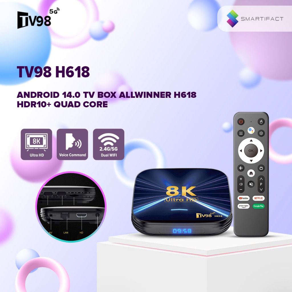 Smartifact TV98 H618 Android 14.0 TV Box 2.4G+5G Dual WiFi Bluetooth5.0 ...