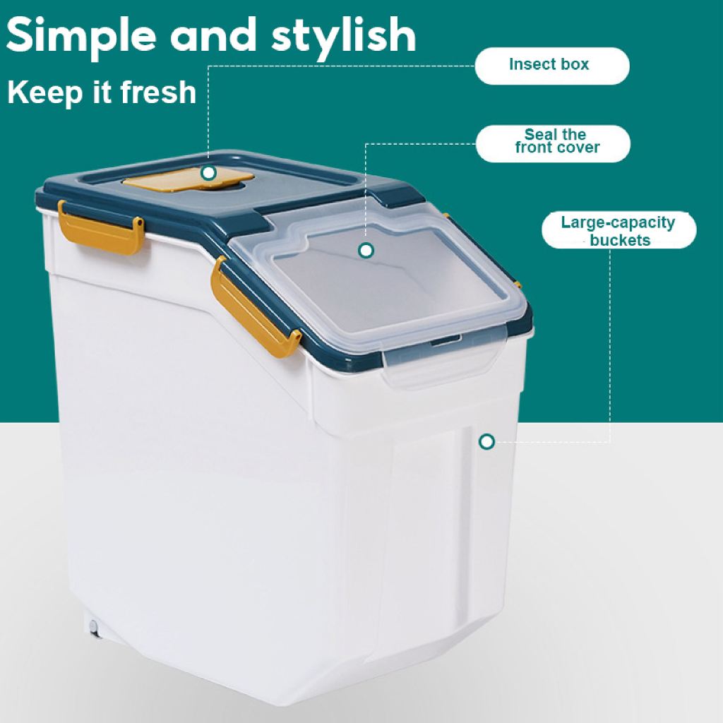 25KG Rice Storage Box Kitchen Rice Bucket Grain Cereal Dispenser Sealed ...