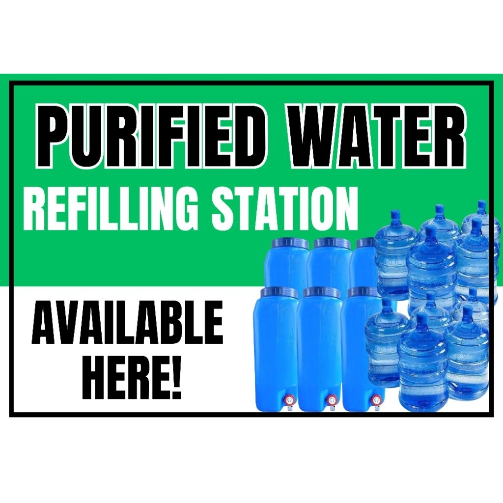 PURIFIED WATER SIGNAGE, STORE SIGN LAMINATED/ PVC A4, WATERPROOF, NON ...