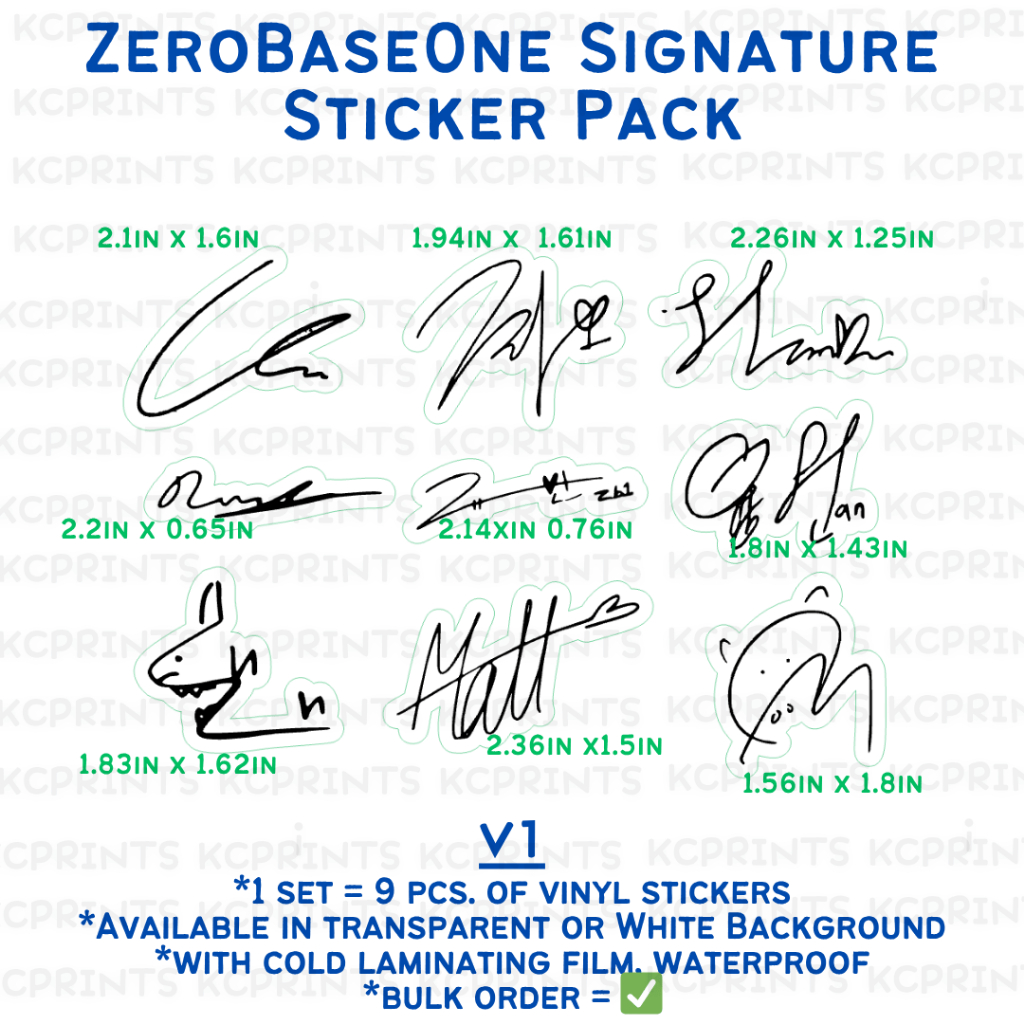 [FANMADE] ZeroBaseOne Signature Sticker Pack Vinyl Waterproof Concert ...