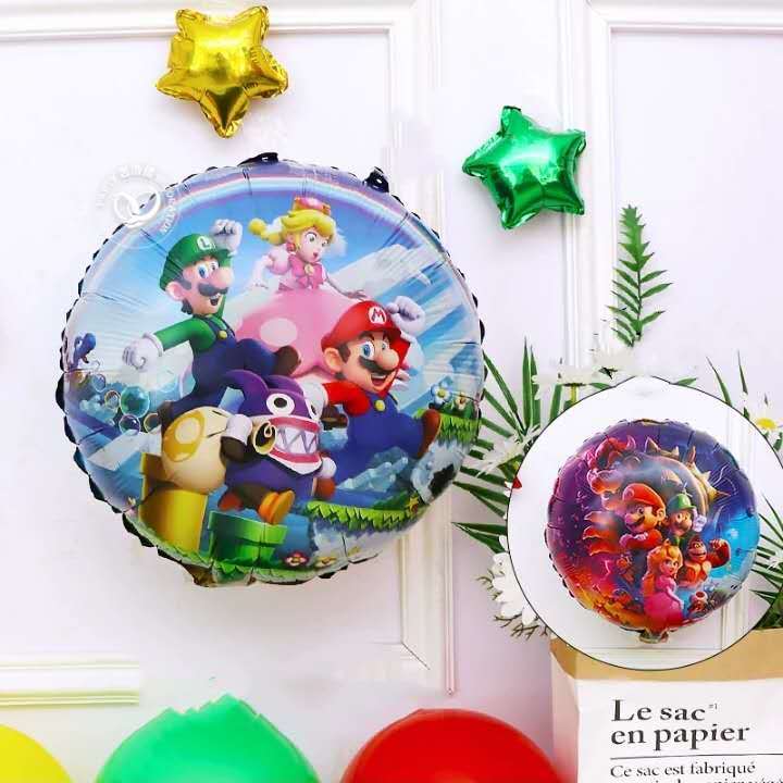 Game Super Mario 18 inches Round Mario family Double Sided party ...