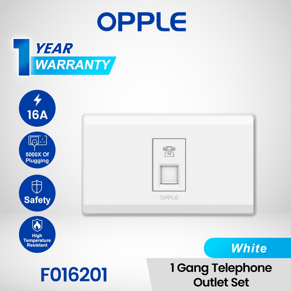 OPPLE 1 Gang Telephone Outlet White and Dark Grey F016201 | Shopee ...