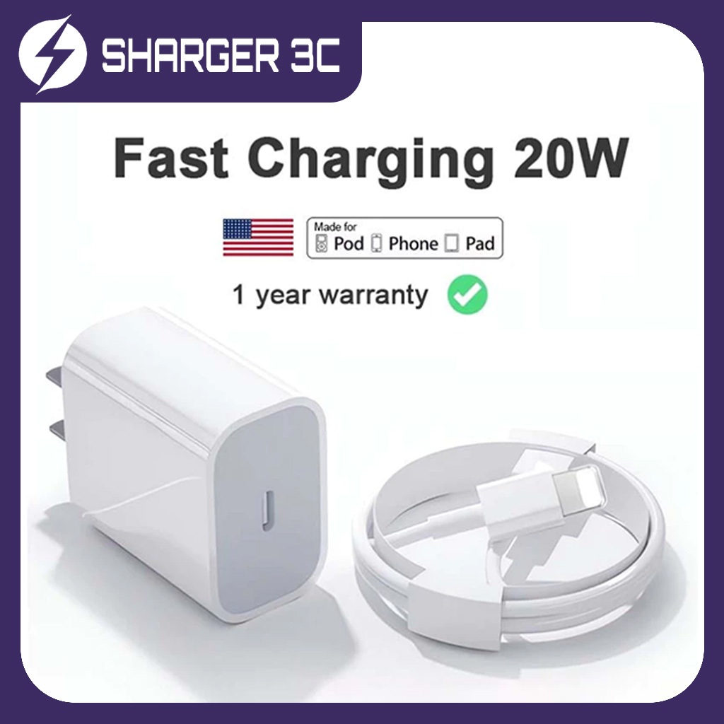 20W FAST Charger Power Adapter USB-C to Cable Fast Charger for iP 6/7/8 ...