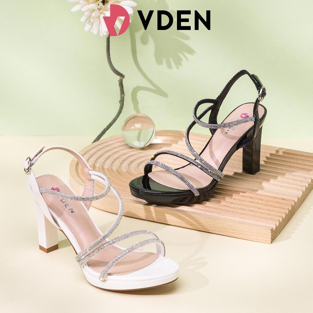 VDEN Ladies Open Back Rhinestone Strap Sandal Heels For Women 3.3INCH/8 ...