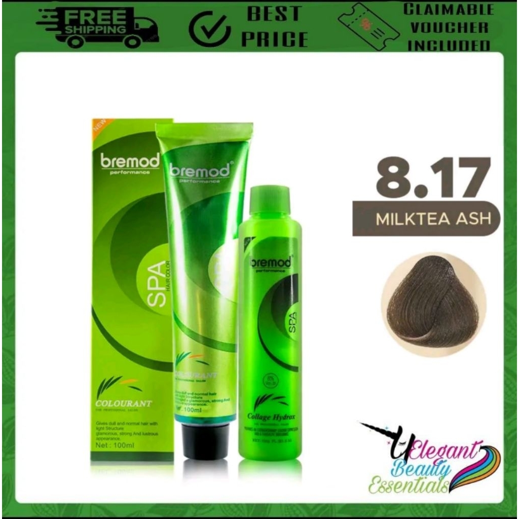 Bremod Hair Color Milk Tea Ash with Bremod Oxidizer (12% , 9% or 6% ...
