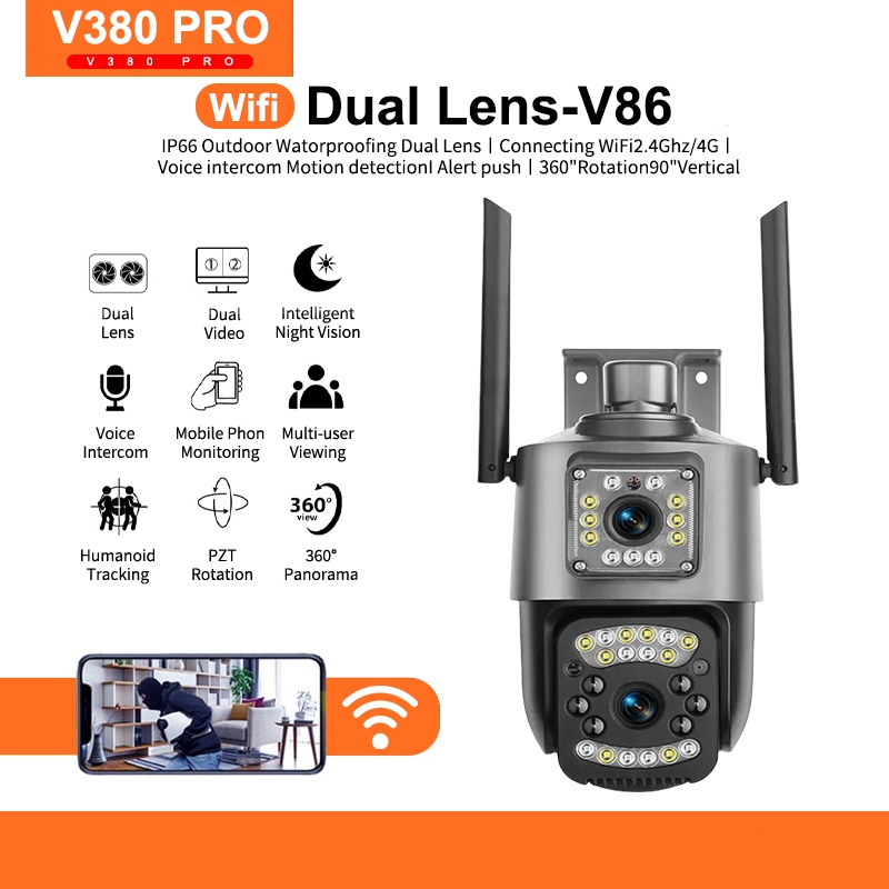 V380 Pro Wireless Dual lens Outdoor Waterproof Wifi 360 Cctv Camera HD ...