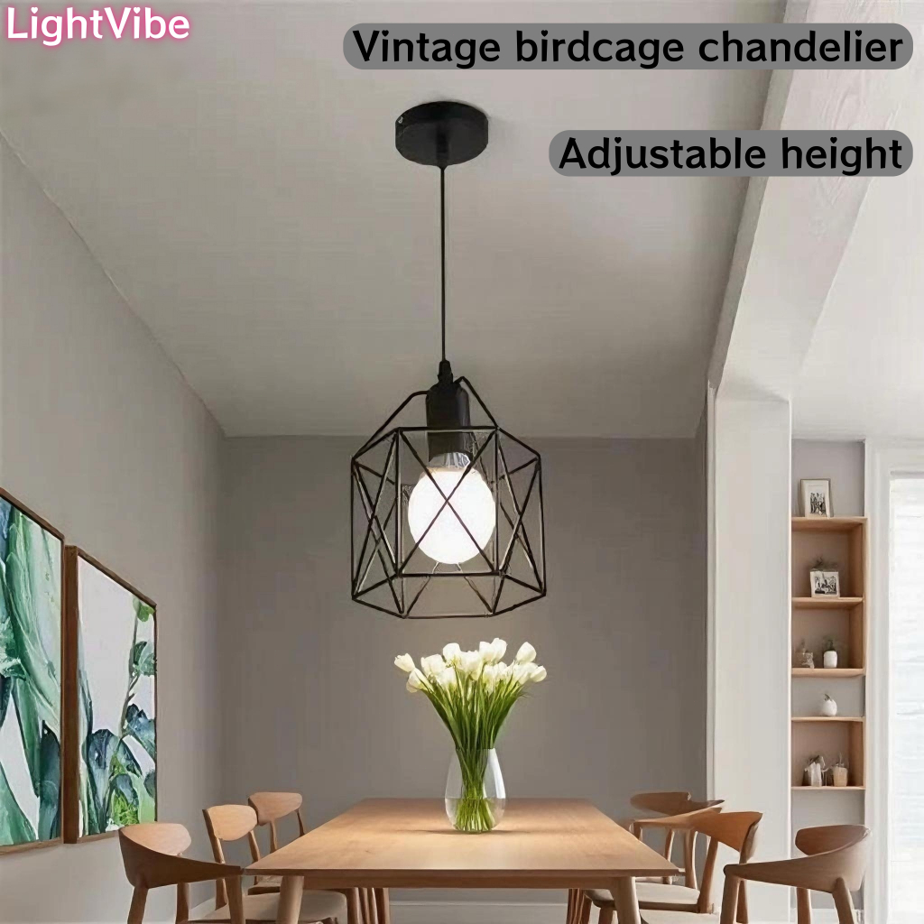 LightVibe Iron Cage Ceiling Light Vintage Chandelier drop lamp For ...