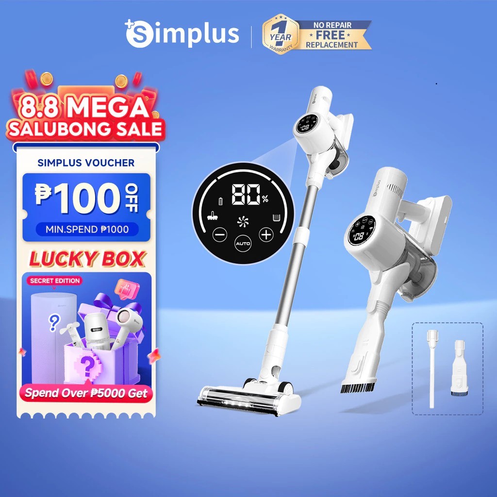 Simplus Cordless Vacuum Cleaner LED Digital Touch Screen Handheld ...